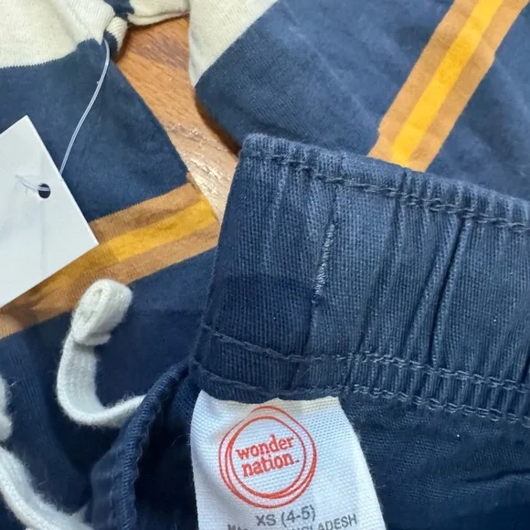 Wonder Nation Navy and Gold Striped Shirt and Navy Pants (Boys 4-5) NWT - Picture 3 of 3